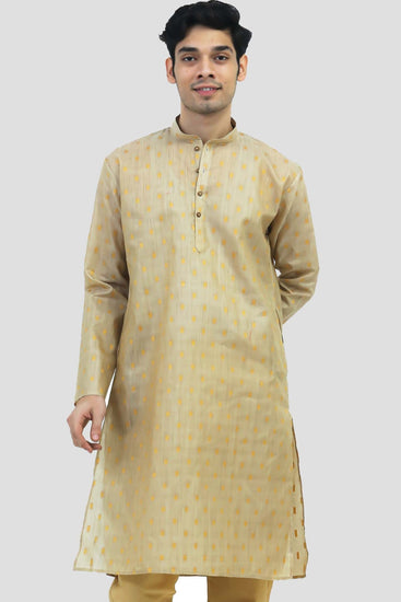 Bluesaanchi Men's Light Golden Color Silk Kurta Set - Veshbhoshaa