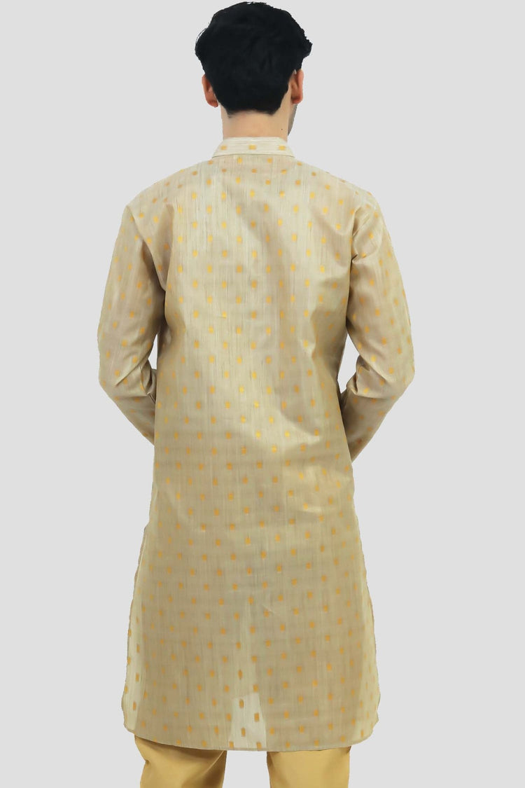 Bluesaanchi Men's Light Golden Color Silk Kurta Set - Veshbhoshaa