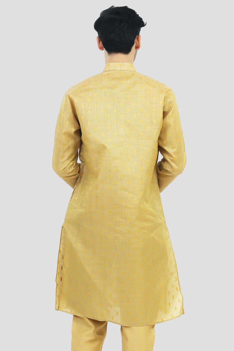 Bluesaanchi Men's Light Yellow Buta Silk Kurta Set - Veshbhoshaa