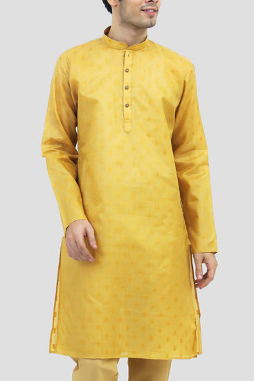 Bluesaanchi Men's Mango Yellow Buta Silk Kurta Set - Veshbhoshaa