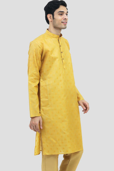 Bluesaanchi Men's Mango Yellow Buta Silk Kurta Set - Veshbhoshaa