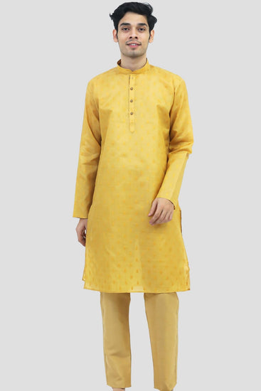 Bluesaanchi Men's Mango Yellow Buta Silk Kurta Set - Veshbhoshaa