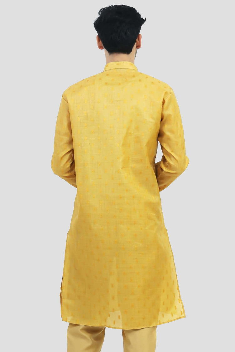 Bluesaanchi Men's Mango Yellow Buta Silk Kurta Set - Veshbhoshaa