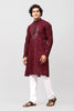 Bluesaanchi Men's Maroon Kurta Set with Embroidery Motif - Veshbhoshaa