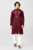 Bluesaanchi Men's Maroon Kurta Set with Embroidery Motif - Veshbhoshaa