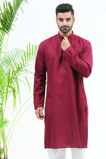 Bluesaanchi Men's Maroon Matka Silk Kurta Set - Veshbhoshaa