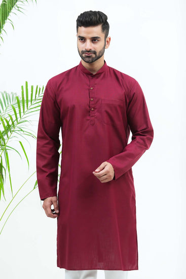 Bluesaanchi Men's Maroon Matka Silk Kurta Set - Veshbhoshaa