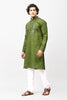 Bluesaanchi Men's Mehandi Green Kurta Set with Embroidery Motif - Veshbhoshaa