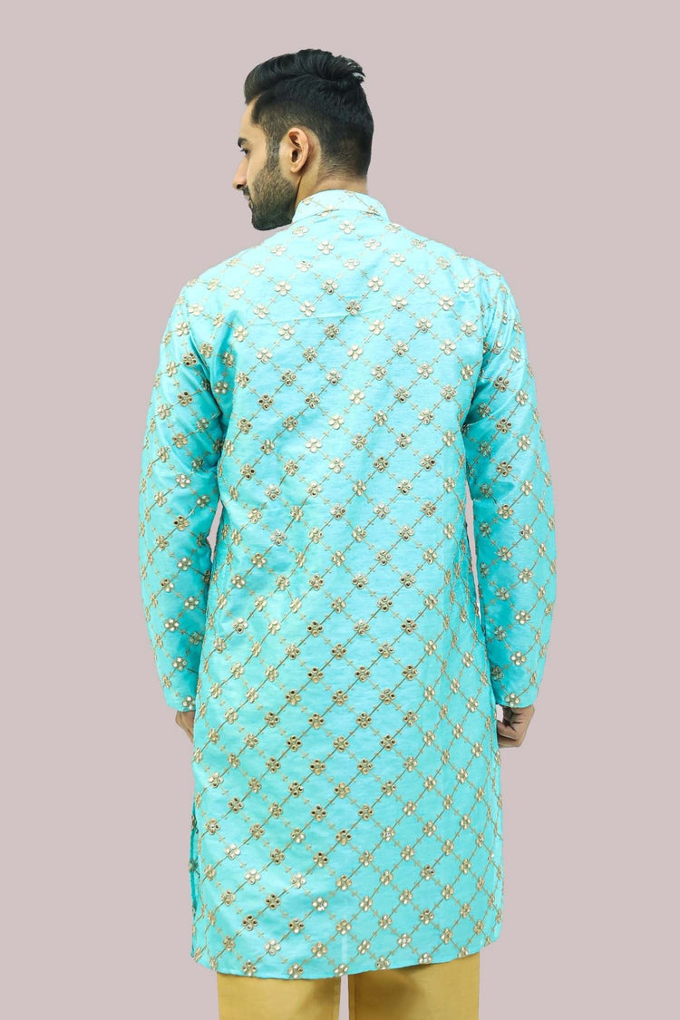 Bluesaanchi Men's Mirror Work Kurta Set - Veshbhoshaa