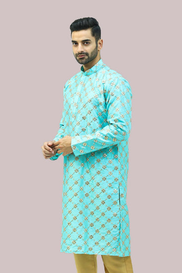 Bluesaanchi Men's Mirror Work Kurta Set - Veshbhoshaa