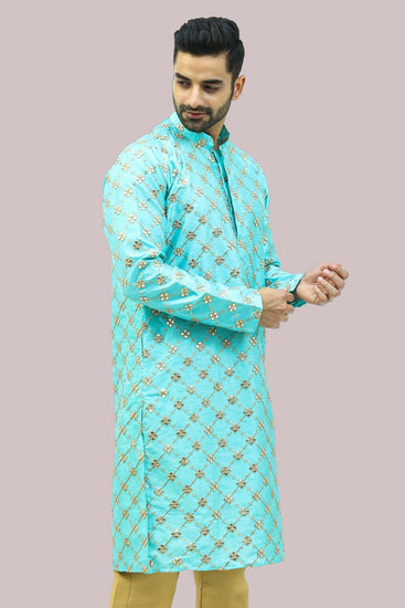 Bluesaanchi Men's Mirror Work Kurta Set - Veshbhoshaa