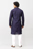 Bluesaanchi Men's Navy Blue Kurta Set with Embroidery Motif - Veshbhoshaa