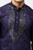 Bluesaanchi Men's Navy Blue Kurta Set with Embroidery Motif - Veshbhoshaa