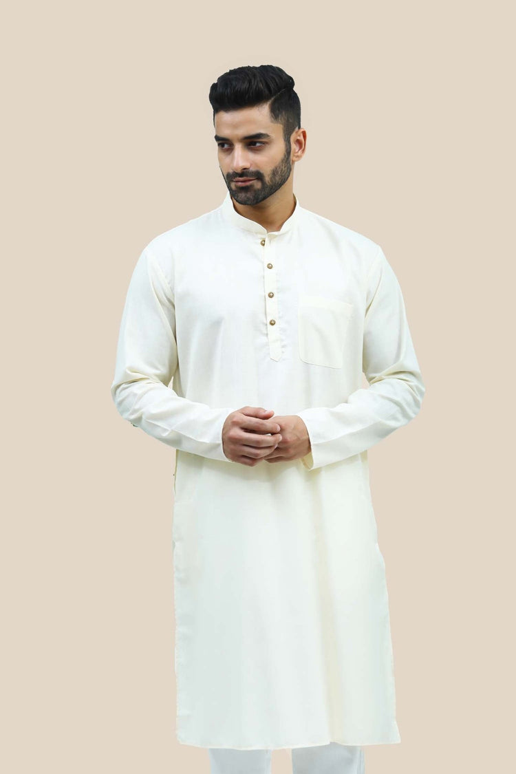 Bluesaanchi Men's Offwhite Matka Silk Kurta Set - Veshbhoshaa