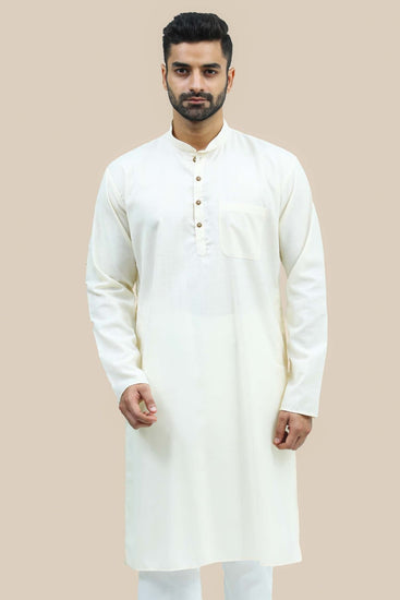 Bluesaanchi Men's Offwhite Matka Silk Kurta Set - Veshbhoshaa