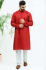 Bluesaanchi Men's Red Matka Silk Kurta Set - Veshbhoshaa