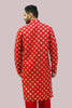 Bluesaanchi Men's Red Mirror Embroidery Kurta Set - Veshbhoshaa