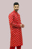 Bluesaanchi Men's Red Mirror Embroidery Kurta Set - Veshbhoshaa