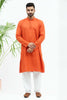 Bluesaanchi Men's Rust Red Matka Silk Kurta Set - Veshbhoshaa