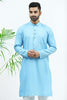 Bluesaanchi Men's Sky Blue Matka Silk Kurta Set - Veshbhoshaa