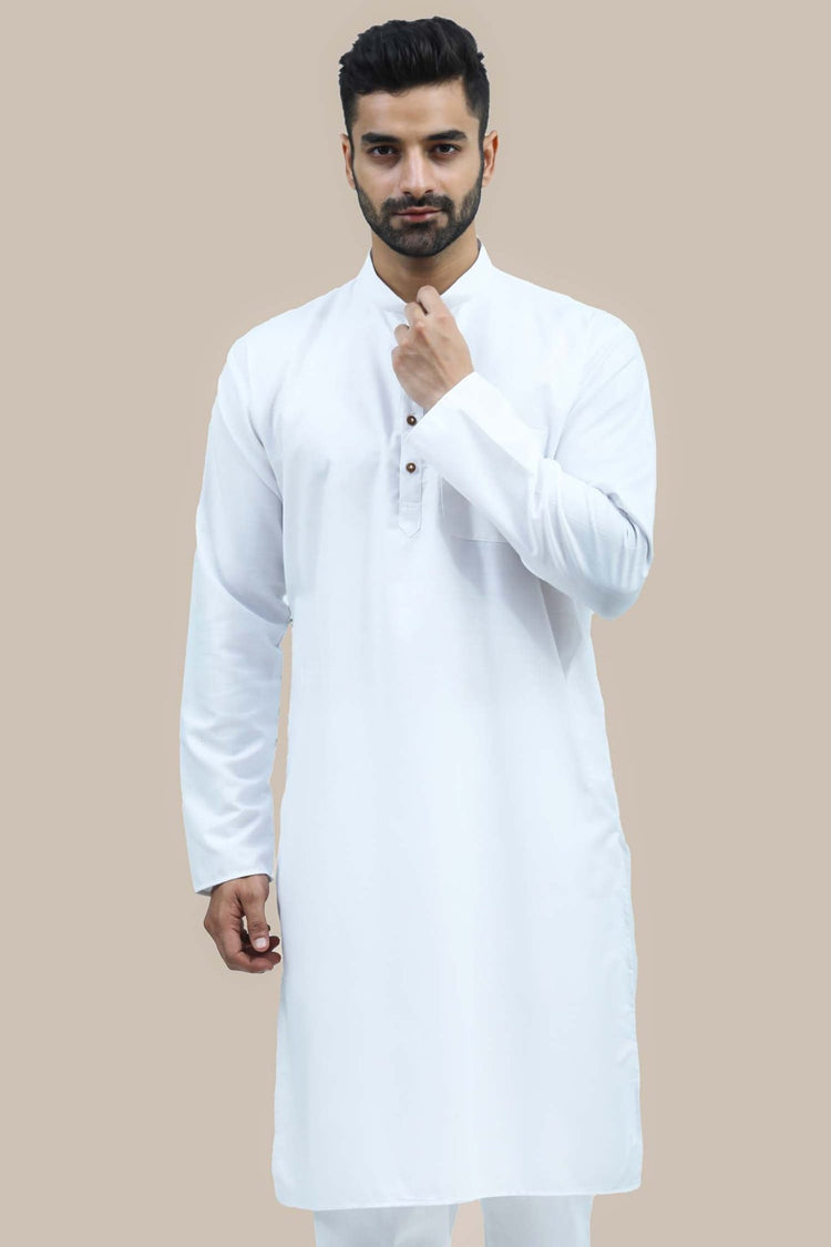 Bluesaanchi Men's White Matka Silk Kurta Set - Veshbhoshaa