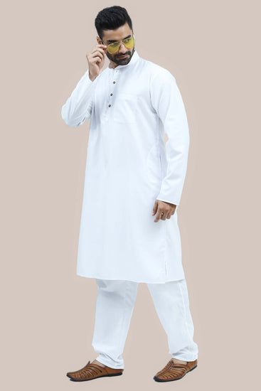 Bluesaanchi Men's White Matka Silk Kurta Set - Veshbhoshaa