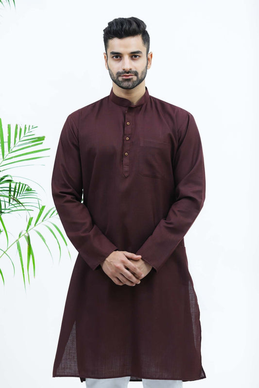 Bluesaanchi Men's Wine Matka Silk Kurta Set - Veshbhoshaa