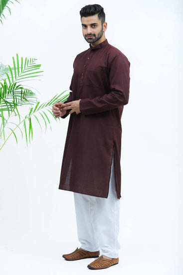 Bluesaanchi Men's Wine Matka Silk Kurta Set - Veshbhoshaa