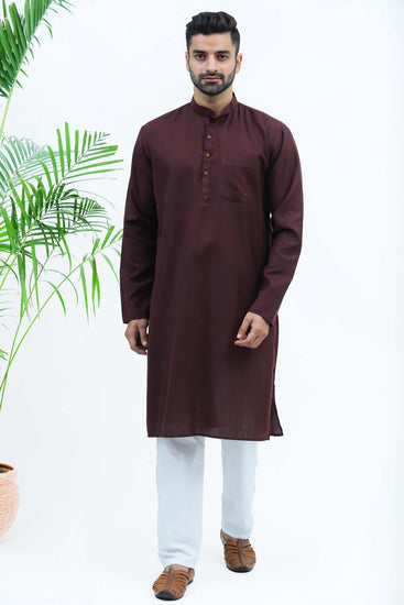 Bluesaanchi Men's Wine Matka Silk Kurta Set - Veshbhoshaa