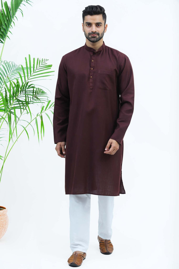 Bluesaanchi Men's Wine Matka Silk Kurta Set - Veshbhoshaa