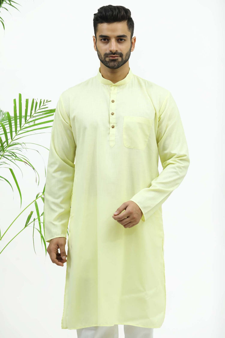 Bluesaanchi Men's Yellow Matka Silk Kurta Set - Veshbhoshaa