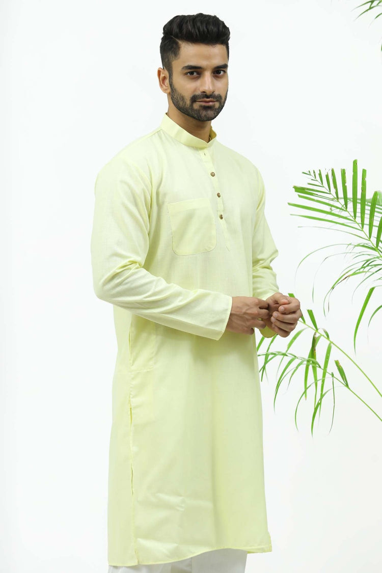 Bluesaanchi Men's Yellow Matka Silk Kurta Set - Veshbhoshaa