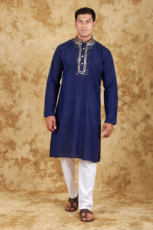 Bluesaanchi Mirror Magic Blue Men's Kurta Set - Veshbhoshaa