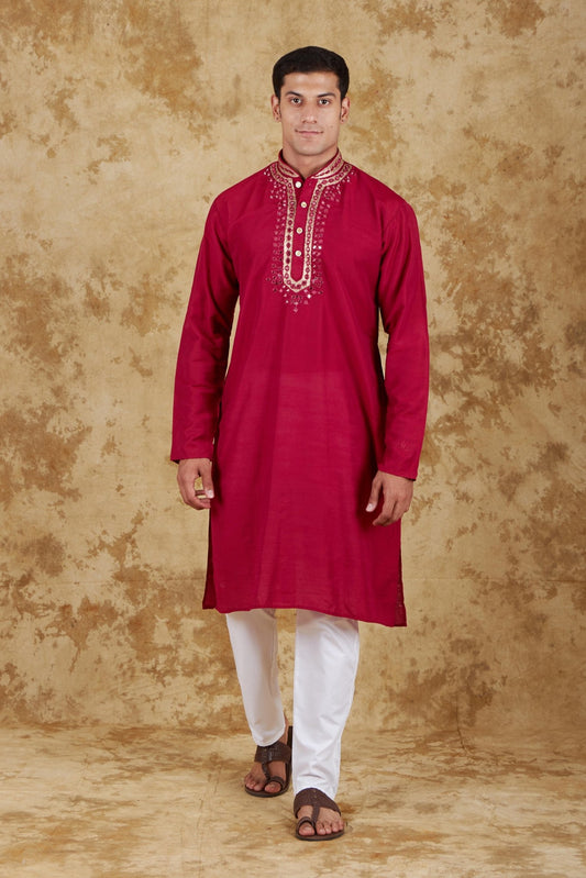 Bluesaanchi Mirror Magic Red Men's Kurta Set - Veshbhoshaa