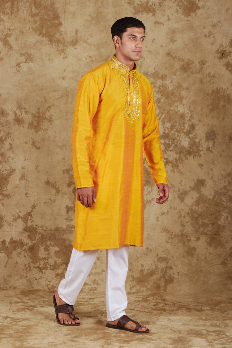 Bluesaanchi Mirror Magic Yellow Men's Kurta Set - Veshbhoshaa