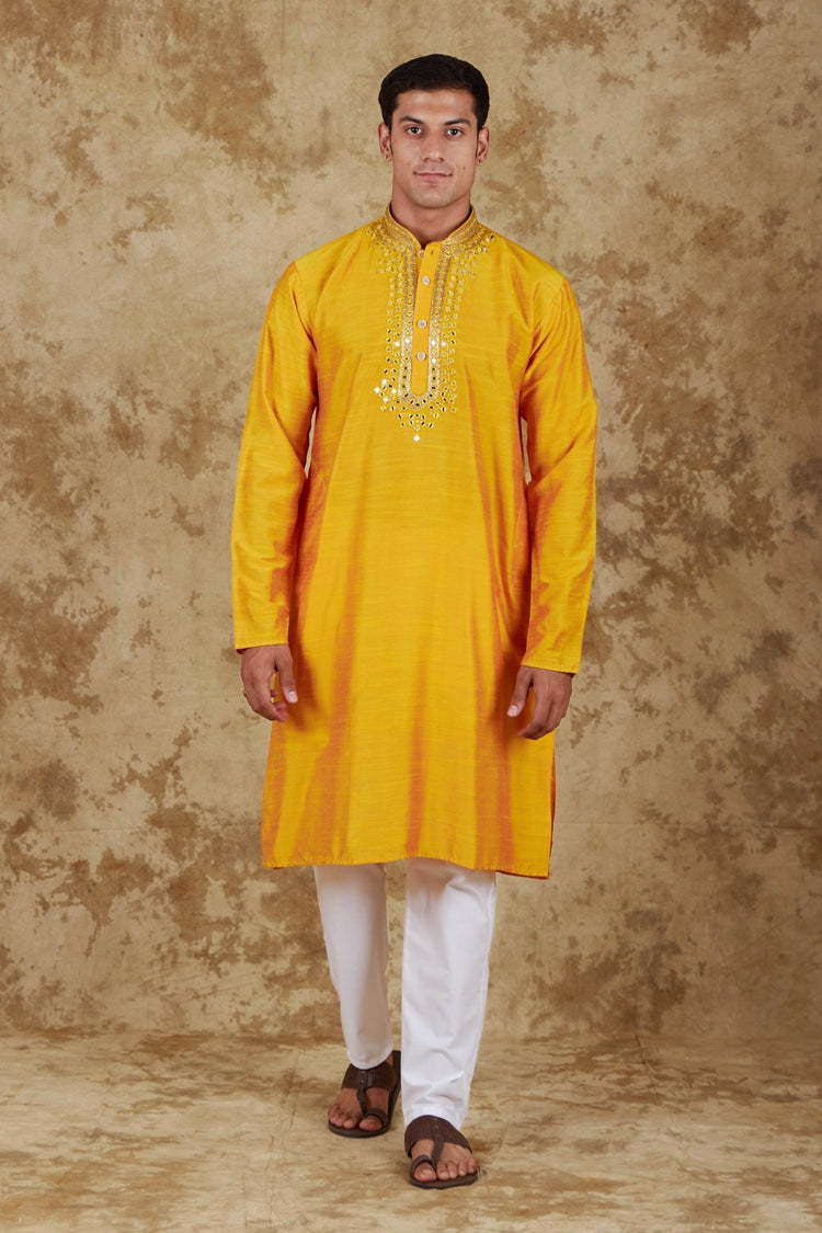 Bluesaanchi Mirror Magic Yellow Men's Kurta Set - Veshbhoshaa