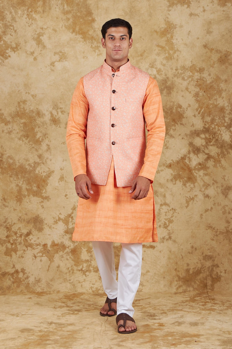 Bluesaanchi Orange Waistcoat set - Veshbhoshaa