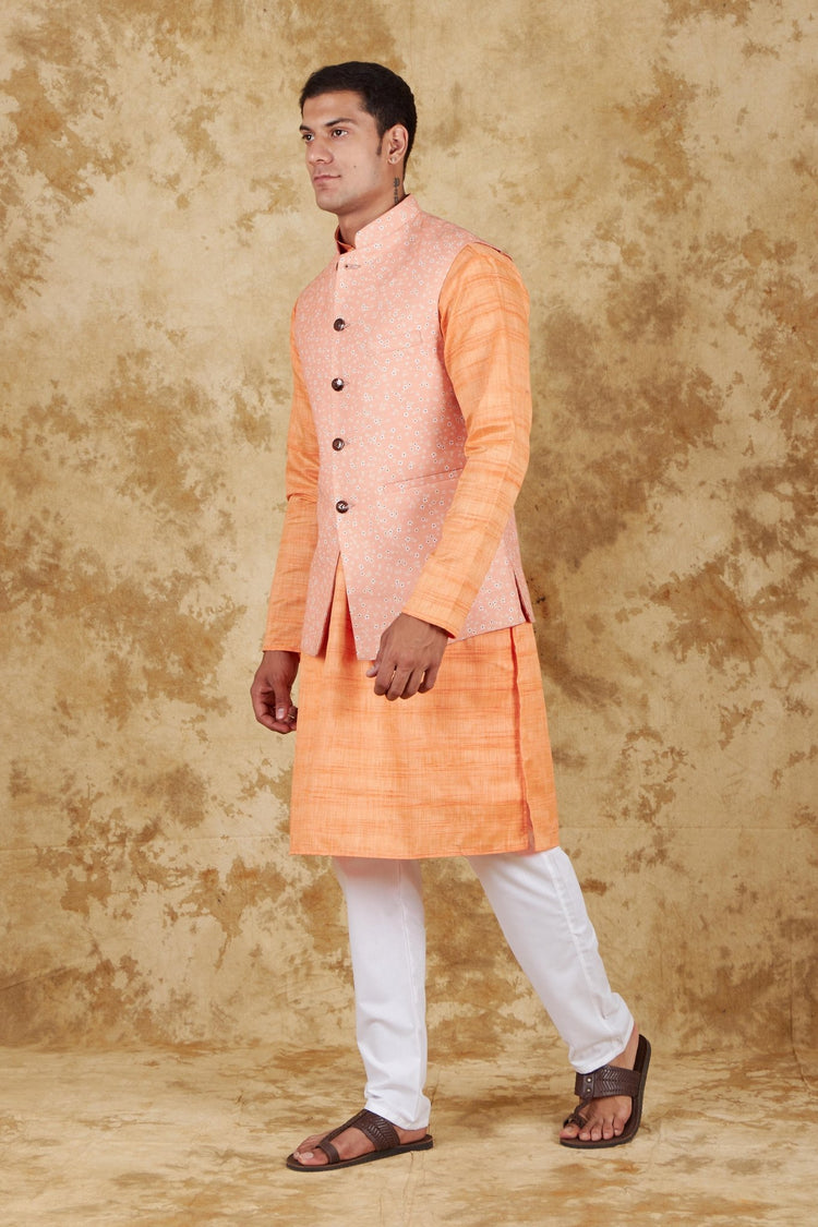 Bluesaanchi Orange Waistcoat set - Veshbhoshaa