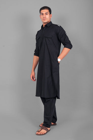 Bluesaanchi Pathani Black Color Kurta with Trouser Pant - Veshbhoshaa