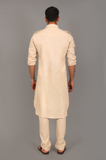 Bluesaanchi Pathani Cream Color Kurta with Trouser Pant - Veshbhoshaa