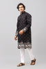 Bluesaanchi Phulkari Floral and Sequins Embroidered Kurta Set for Men Black Color - Veshbhoshaa