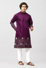 Bluesaanchi Phulkari Floral and Sequins Embroidered Kurta Set for Men Purple Color - Veshbhoshaa