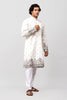 Bluesaanchi Phulkari Floral and Sequins Embroidered Kurta Set for Men White - Veshbhoshaa