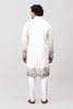 Bluesaanchi Phulkari Floral and Sequins Embroidered Kurta Set for Men White - Veshbhoshaa