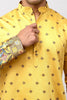 Bluesaanchi Phulkari Floral and Sequins Embroidered Kurta Set for Men Yellow - Veshbhoshaa