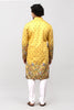 Bluesaanchi Phulkari Floral and Sequins Embroidered Kurta Set for Men Yellow - Veshbhoshaa