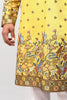 Bluesaanchi Phulkari Floral and Sequins Embroidered Kurta Set for Men Yellow - Veshbhoshaa