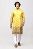 Bluesaanchi Phulkari Floral and Sequins Embroidered Kurta Set for Men Yellow - Veshbhoshaa