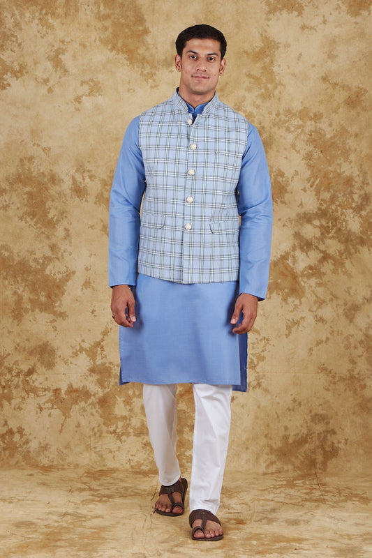 Bluesaanchi Sky Blue Waistcoat set - Veshbhoshaa