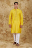 Bluesaanchi Sunshine: Handwoven Embroidered Kurta Set Maize yellow - Veshbhoshaa